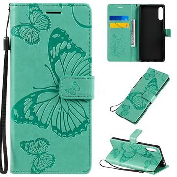 Embossing 3D Butterfly Leather Wallet Case for Sony Xperia L4 - Green