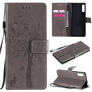 Embossing Butterfly Tree Leather Wallet Case for Sony Xperia L4 - Grey