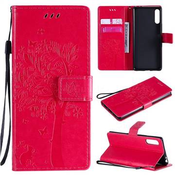 Embossing Butterfly Tree Leather Wallet Case for Sony Xperia L4 - Rose