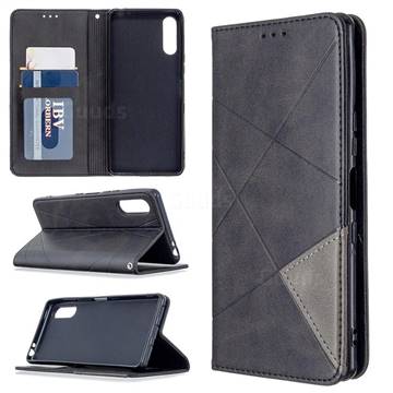 Prismatic Slim Magnetic Sucking Stitching Wallet Flip Cover for Sony Xperia L4 - Black