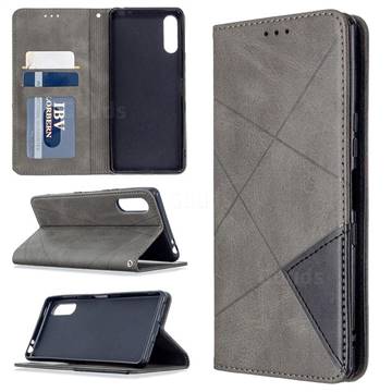 Prismatic Slim Magnetic Sucking Stitching Wallet Flip Cover for Sony Xperia L4 - Gray