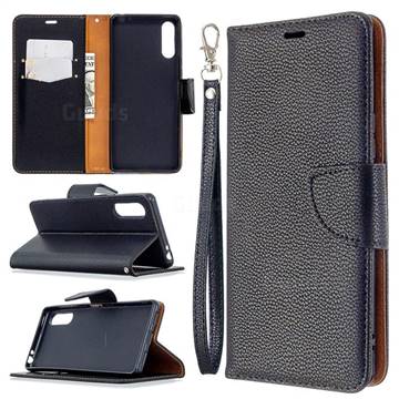 Classic Luxury Litchi Leather Phone Wallet Case for Sony Xperia L4 - Black