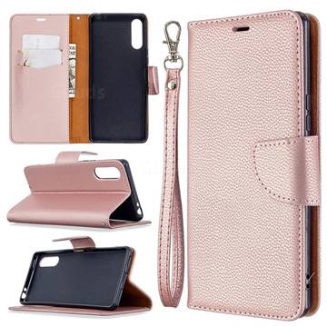 Classic Luxury Litchi Leather Phone Wallet Case for Sony Xperia L4 - Golden