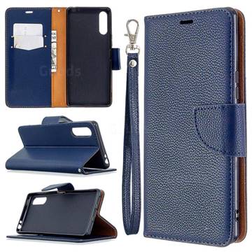 Classic Luxury Litchi Leather Phone Wallet Case for Sony Xperia L4 - Blue
