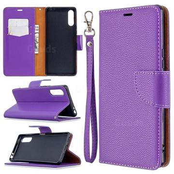 Classic Luxury Litchi Leather Phone Wallet Case for Sony Xperia L4 - Purple