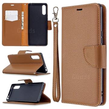Classic Luxury Litchi Leather Phone Wallet Case for Sony Xperia L4 - Brown
