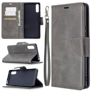 Classic Sheepskin PU Leather Phone Wallet Case for Sony Xperia L4 - Gray