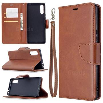 Classic Sheepskin PU Leather Phone Wallet Case for Sony Xperia L4 - Brown