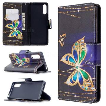 Golden Shining Butterfly Leather Wallet Case for Sony Xperia L4