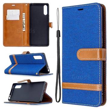 Jeans Cowboy Denim Leather Wallet Case for Sony Xperia L4 - Sapphire