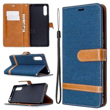 Jeans Cowboy Denim Leather Wallet Case for Sony Xperia L4 - Dark Blue