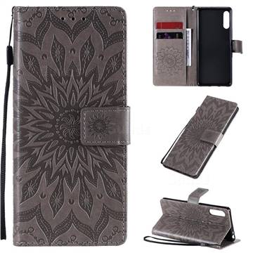 Embossing Sunflower Leather Wallet Case for Sony Xperia L4 - Gray