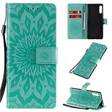 Embossing Sunflower Leather Wallet Case for Sony Xperia L4 - Green