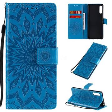 Embossing Sunflower Leather Wallet Case for Sony Xperia L4 - Blue