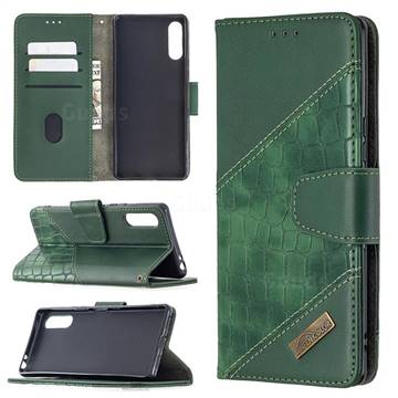 BinfenColor BF04 Color Block Stitching Crocodile Leather Case Cover for Sony Xperia L4 - Green