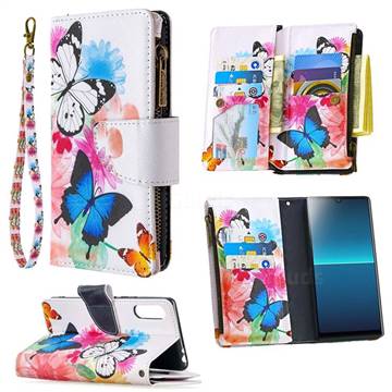 Vivid Flying Butterflies Binfen Color BF03 Retro Zipper Leather Wallet Phone Case for Sony Xperia L4