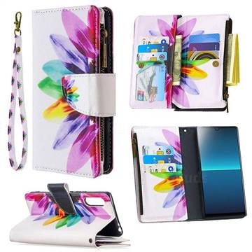 Seven-color Flowers Binfen Color BF03 Retro Zipper Leather Wallet Phone Case for Sony Xperia L4