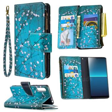 Blue Plum Binfen Color BF03 Retro Zipper Leather Wallet Phone Case for Sony Xperia L4