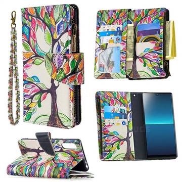 The Tree of Life Binfen Color BF03 Retro Zipper Leather Wallet Phone Case for Sony Xperia L4