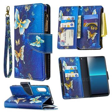 Golden Butterflies Binfen Color BF03 Retro Zipper Leather Wallet Phone Case for Sony Xperia L4