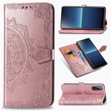 Embossing Imprint Mandala Flower Leather Wallet Case for Sony Xperia L4 - Rose Gold