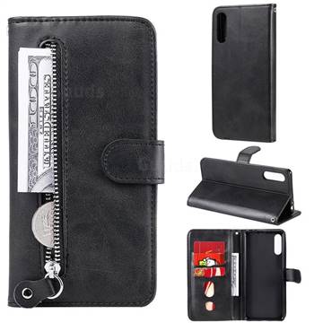 Retro Luxury Zipper Leather Phone Wallet Case for Sony Xperia L4 - Black