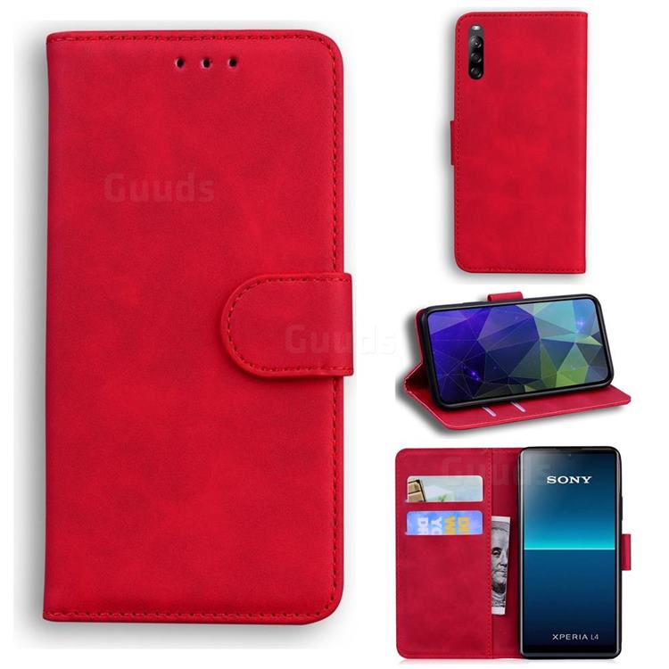 Retro Classic Skin Feel Leather Wallet Phone Case for Sony Xperia L4 - Red