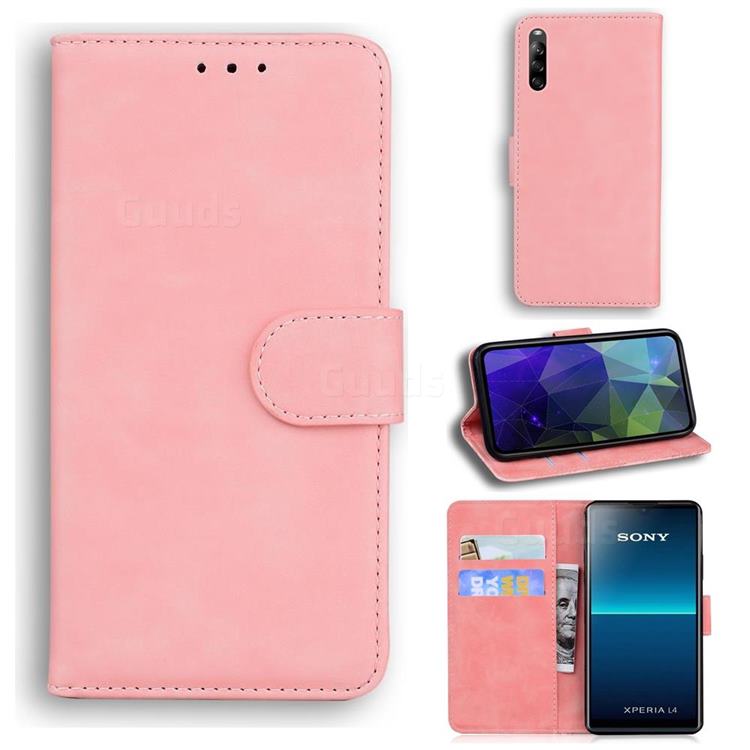 Retro Classic Skin Feel Leather Wallet Phone Case for Sony Xperia L4 - Pink