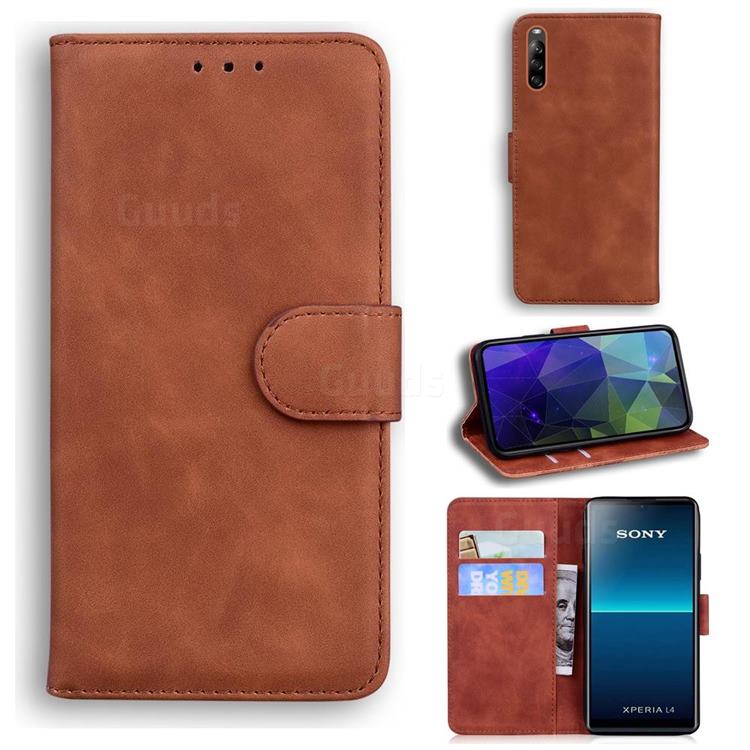 Retro Classic Skin Feel Leather Wallet Phone Case for Sony Xperia L4 - Brown