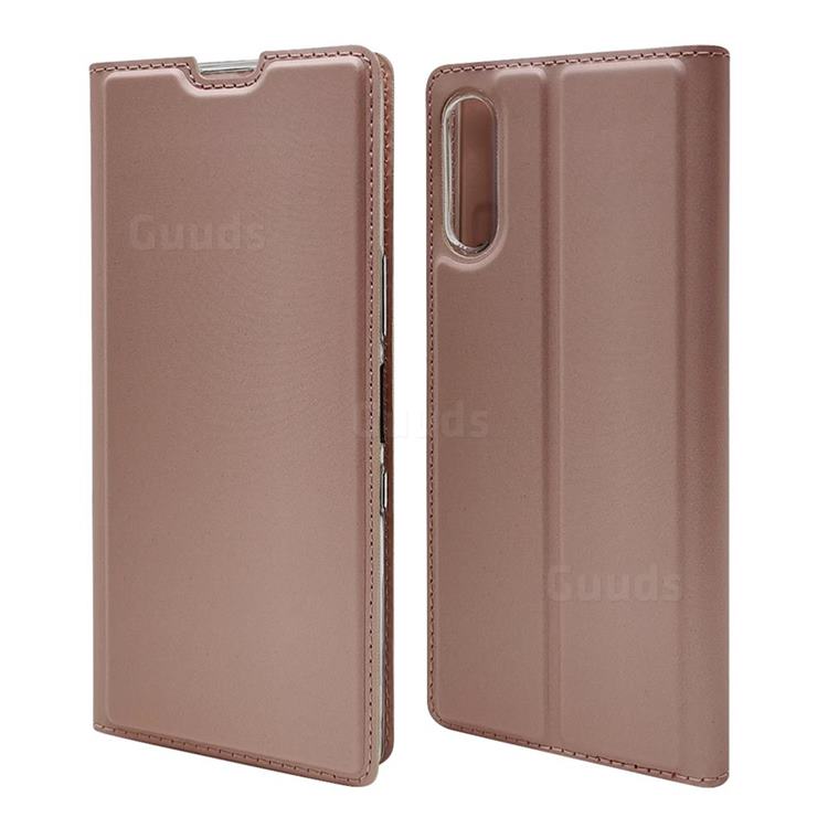 Ultra Slim Card Magnetic Automatic Suction Leather Wallet Case for Sony Xperia L4 - Rose Gold