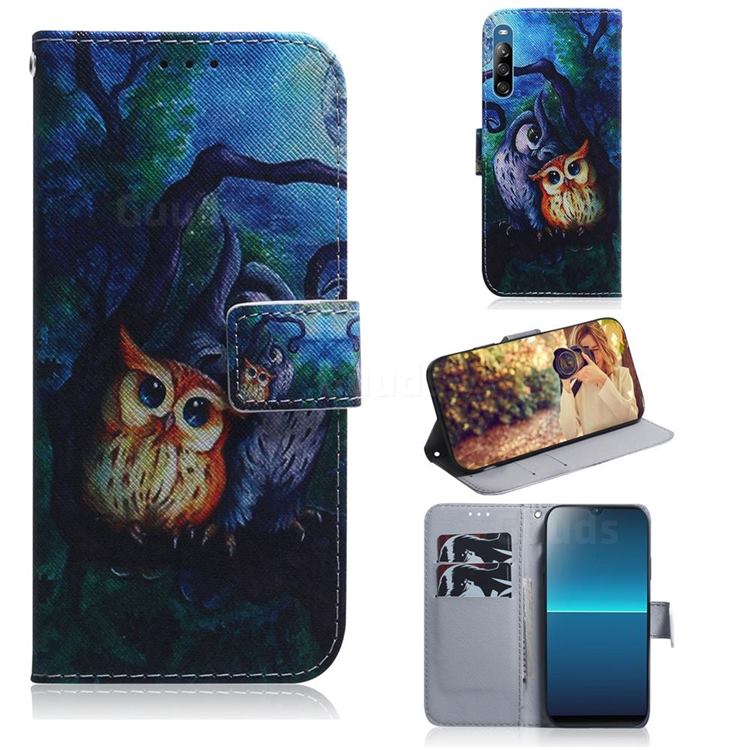 Oil Painting Owl PU Leather Wallet Case for Sony Xperia L4