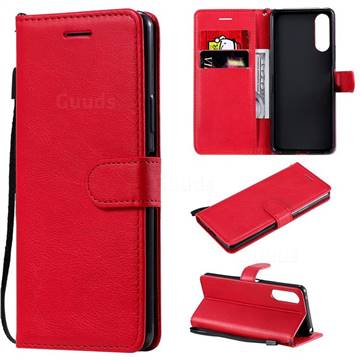Retro Greek Classic Smooth PU Leather Wallet Phone Case for Sony Xperia 10 II - Red