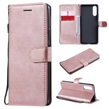 Retro Greek Classic Smooth PU Leather Wallet Phone Case for Sony Xperia 10 II - Rose Gold