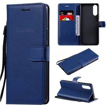 Retro Greek Classic Smooth PU Leather Wallet Phone Case for Sony Xperia 10 II - Blue