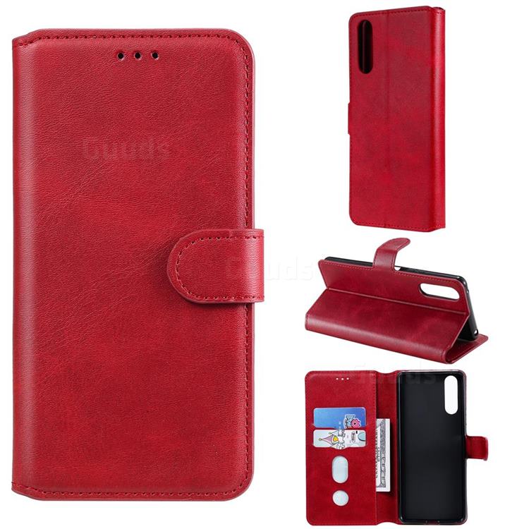 Retro Calf Matte Leather Wallet Phone Case for Sony Xperia 10 II - Red