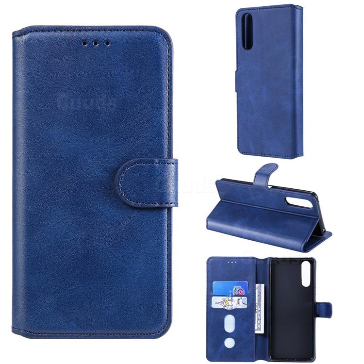 Retro Calf Matte Leather Wallet Phone Case for Sony Xperia 10 II - Blue