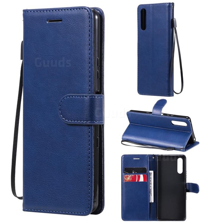 Retro Greek Classic Smooth PU Leather Wallet Phone Case for Sony Xperia 10 III - Blue