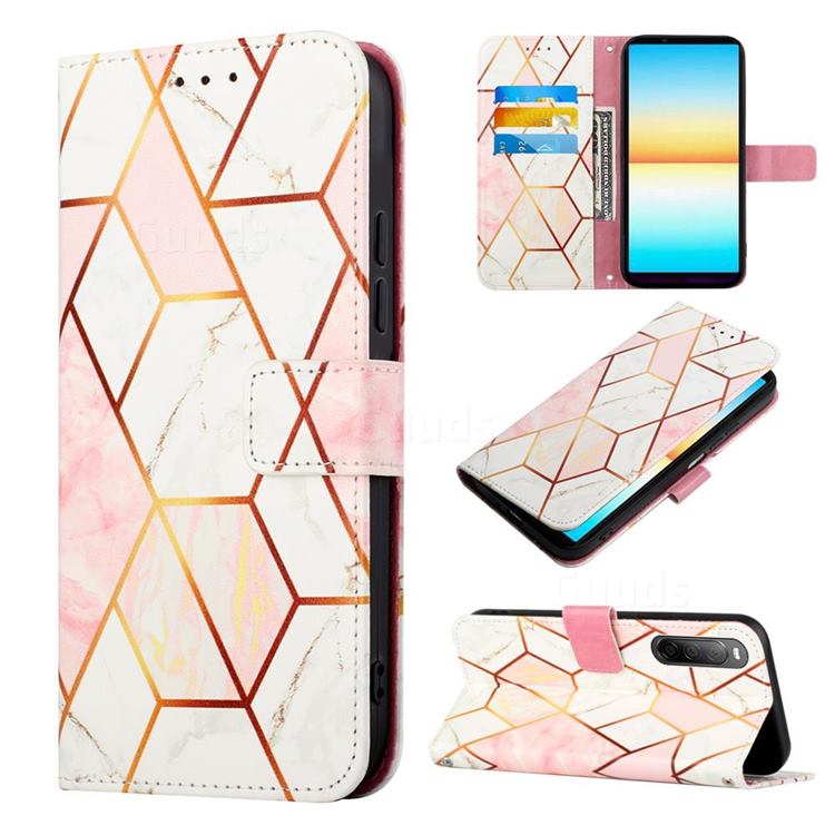 Pink White Marble Leather Wallet Protective Case for Sony Xperia 10 IV