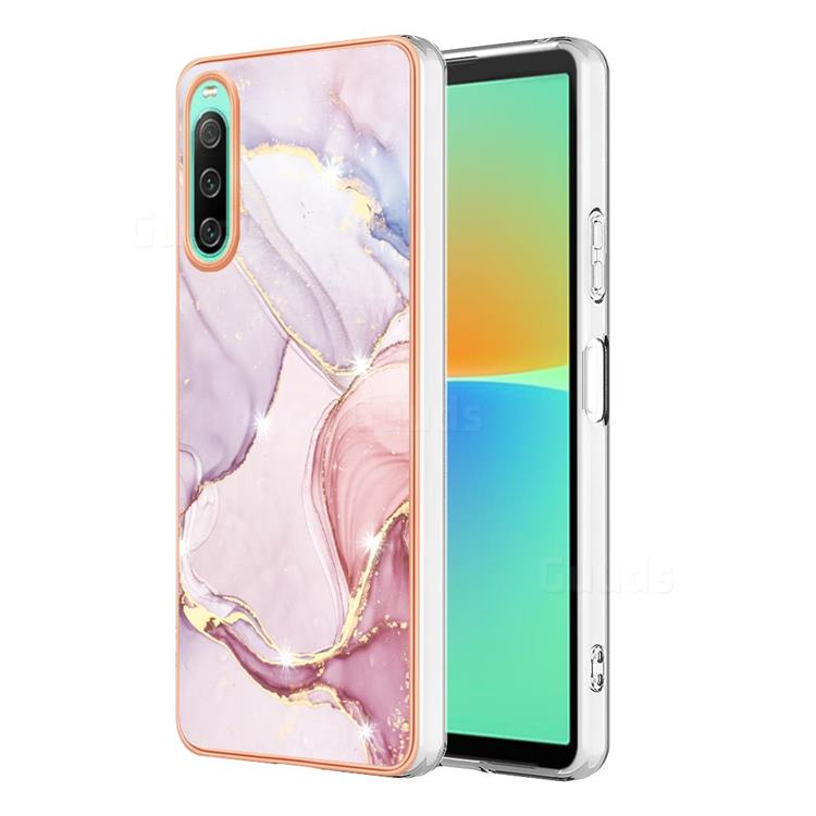 Rose Gold Dancing Electroplated Gold Frame 2.0 Thickness Plating Marble IMD Soft Back Cover for Sony Xperia 10 IV