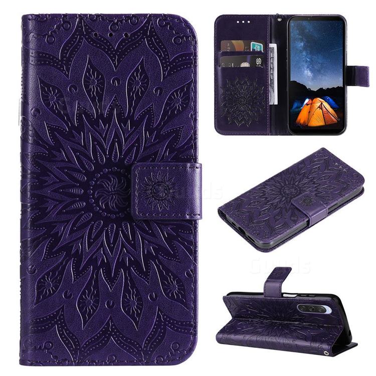 Embossing Sunflower Leather Wallet Case for Sony Xperia 10 V - Purple