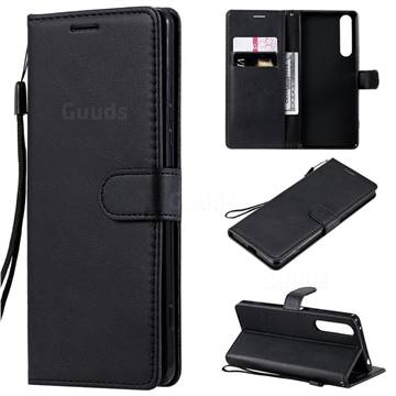 Retro Greek Classic Smooth PU Leather Wallet Phone Case for Sony Xperia 1 II - Black
