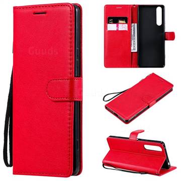 Retro Greek Classic Smooth PU Leather Wallet Phone Case for Sony Xperia 1 II - Red