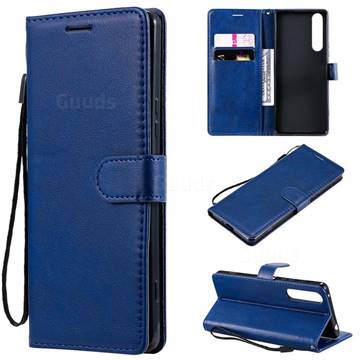 Retro Greek Classic Smooth PU Leather Wallet Phone Case for Sony Xperia 1 II - Blue