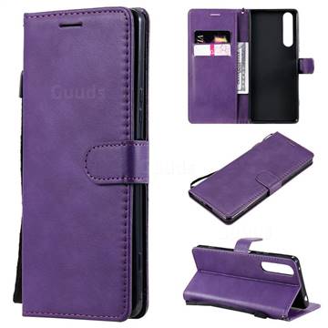 Retro Greek Classic Smooth PU Leather Wallet Phone Case for Sony Xperia 1 II - Purple