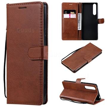Retro Greek Classic Smooth PU Leather Wallet Phone Case for Sony Xperia 1 II - Brown