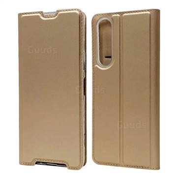 Ultra Slim Card Magnetic Automatic Suction Leather Wallet Case for Sony Xperia 1 II - Champagne