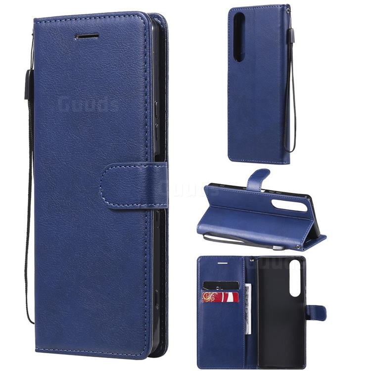 Retro Greek Classic Smooth PU Leather Wallet Phone Case for Sony Xperia 1 III - Blue