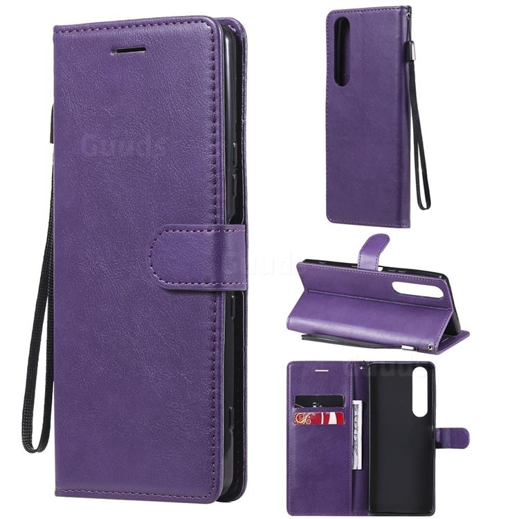 Retro Greek Classic Smooth PU Leather Wallet Phone Case for Sony Xperia 1 III - Purple