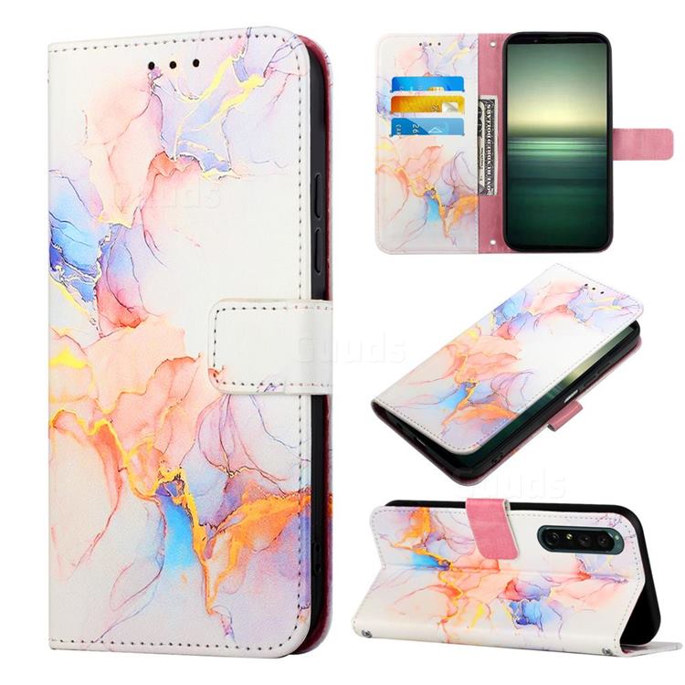Galaxy Dream Marble Leather Wallet Protective Case for Sony Xperia 1 IV