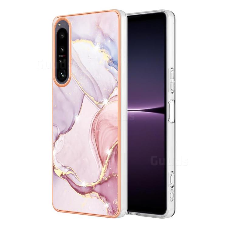 Rose Gold Dancing Electroplated Gold Frame 2.0 Thickness Plating Marble IMD Soft Back Cover for Sony Xperia 1 IV